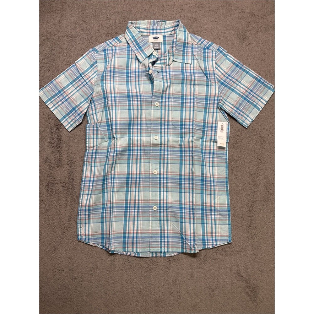 Old Navy short sleeved dress shirt boys Size 10-12 Large. New With Tag.